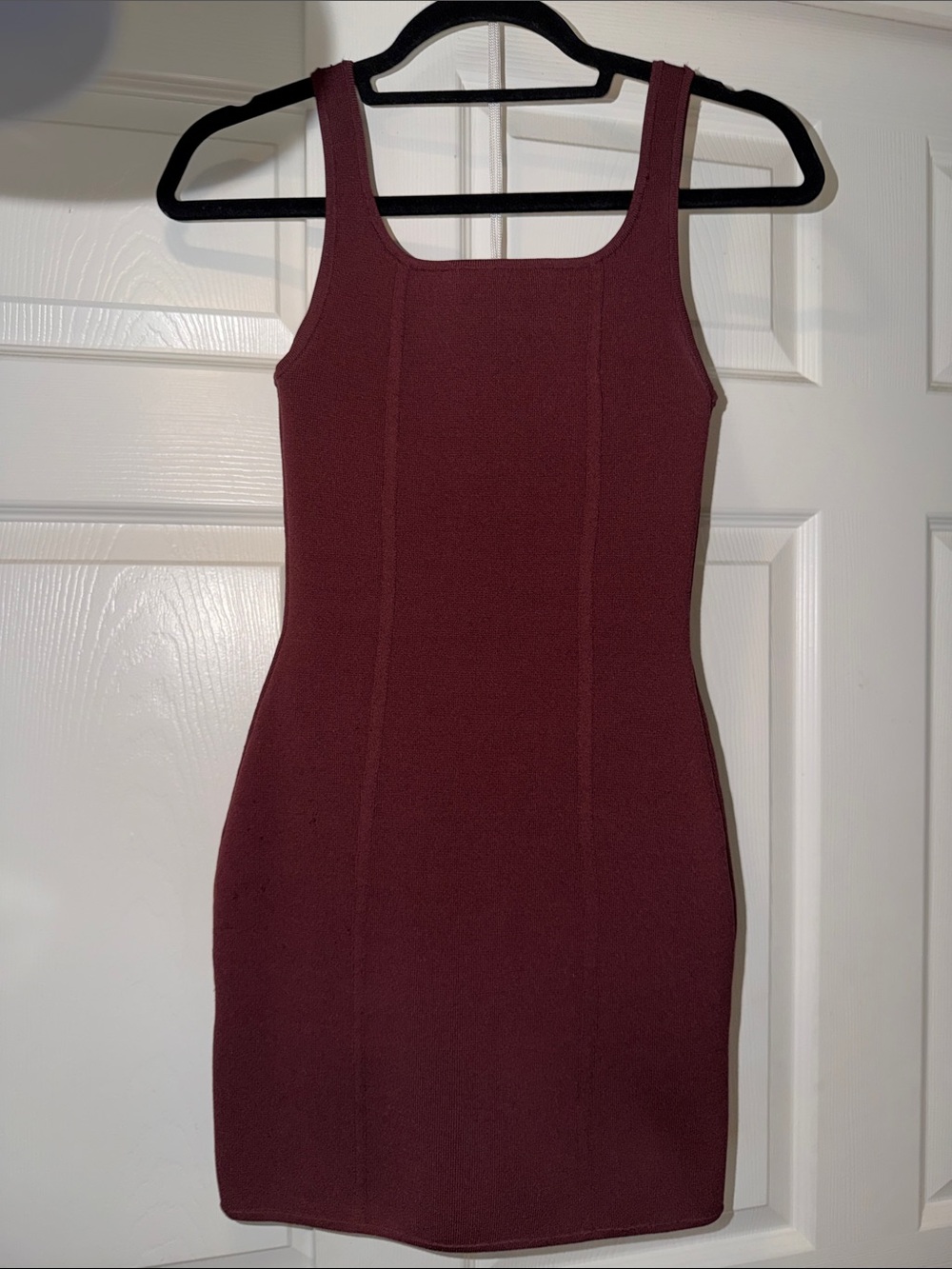 Babaton Sleeveless Mini Bodycon Dress in Burgundy